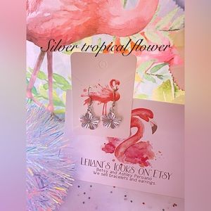 Summer silver style flower dangle and drop earrings/summertime wedding/